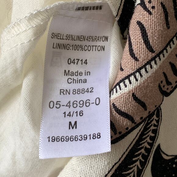 June + Vie by Roaman's Midi Lino Soleil Shirt Dress Floral Plus Size 14/16 M - Picture 11 of 16